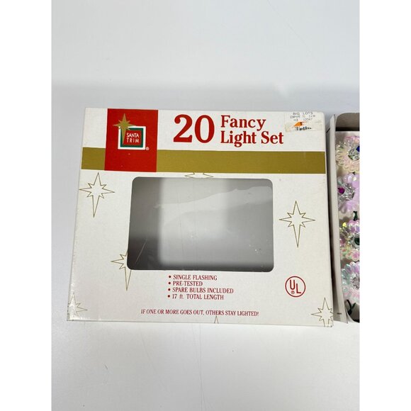 Christmas Tree Lights Vintage Santa Trim 20 Fancy Light Set Iridescent Flowers - Picture 16 of 16